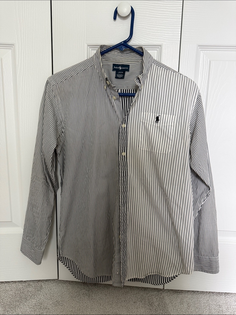 Ralph Lauren Asymmetrical Black and White Polo, Size L